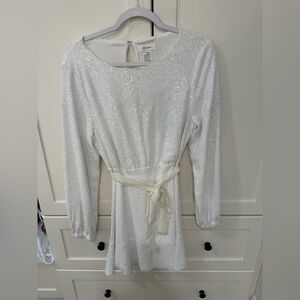 JAYGODFREY White Sequin Wrap dress with Tie Belt 8